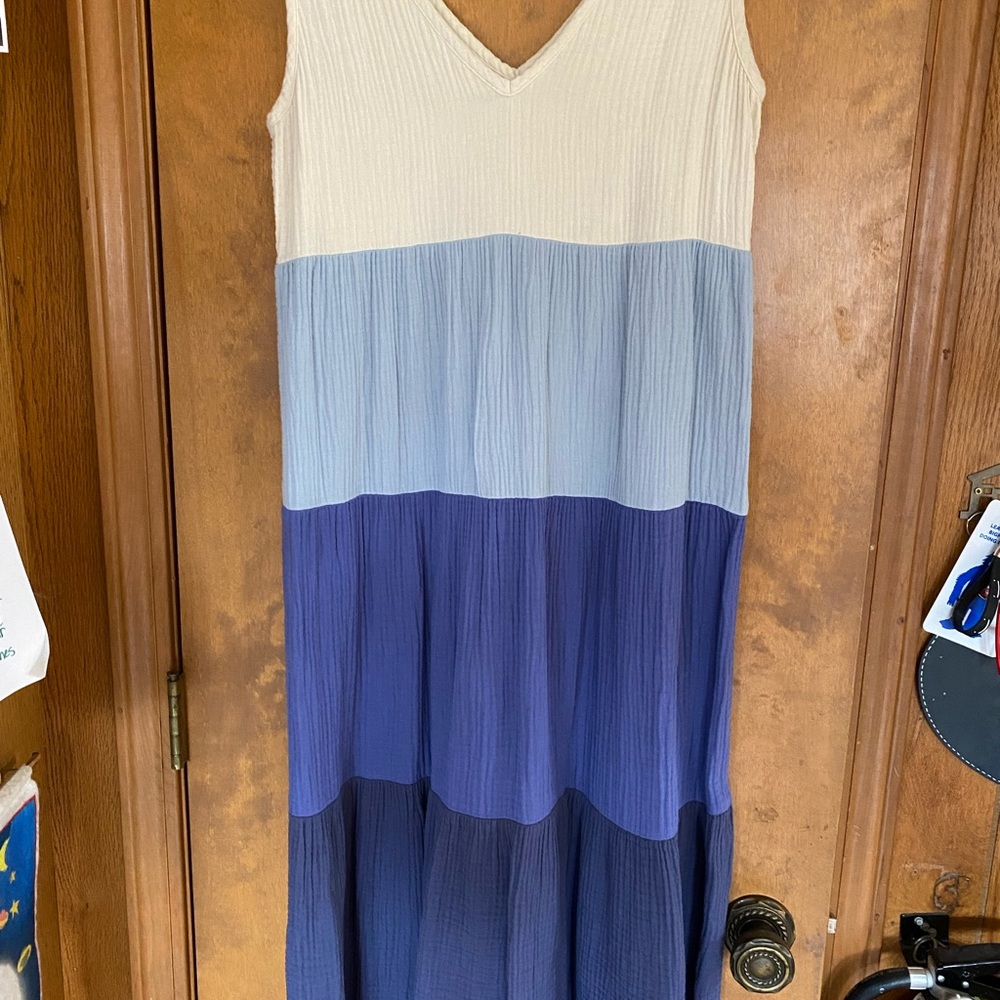 Marine layer blue and white striped maxi dress